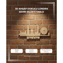 3D Ahşap Dokulu Londra Şehir Silüeti Tablo