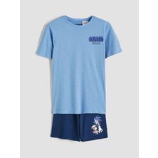 LC Waikiki Lcw Kids Mavi Sonic Baskılı Erkek Çocuk Şortlu Pijama Takımı