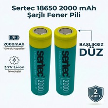 Sertec 18650 Şarjlı Pil 2000MAH Fener Pili 3.7V Li-Ion Başlıksız Düz