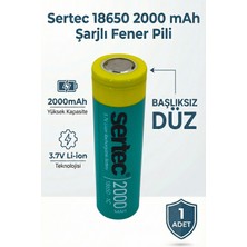 Sertec 18650 Şarjlı Pil 2000MAH Fener Pili 3.7V Li-Ion Başlıksız Düz