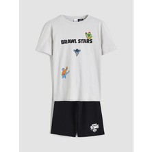 LC Waikiki Lcw Kids Gri Sünger Bob Baskılı Erkek Çocuk Şortlu Pijama Takımı