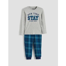 LC Waikiki Lcw Kids Gri New York Baskılı Erkek Çocuk Pijama Takımı
