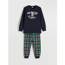 LC Waikiki Lcw Kids Lacivert Ayı Teddy Baskılı Erkek Çocuk Pijama Takımı