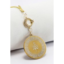 Özgürce Zirkon Taşlı Ay Yıldızlı Allah Lafzı Ayna Süsü, Zarif ve Şık Tasarım