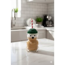 Goggy Bear Sona Yaşam Ayıcık Pipetli Barista Cam Bardak - Estetik Meşrubat Sunum ve Kahve Bardağı 500 ml