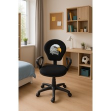 AatoliaRugs Kara Kartal Desenli Taraftar Baskılı Çocuk Odası Ders Çalışma Ofis Koltuğu Bilgisayar Sandalyesi