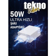 teknokutum Aynı Anda Iki Cihaz Için 50W Ultra Hızlı Şarj Adaptörü – Type-C ve Usb-A Çoklu Port