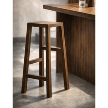 CopperWood Masif Ahşap Bar Taburesi – Doğal Ceviz Renk