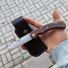 Göcen Özel Yapım Kök Ceviz Kabzeli Sırttan Kilitli Çakı Kılıflı Outdoor Bıçak Erkekler Için Kişiselleştirilebilir Hediye