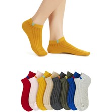 8 Çift Unisex Renkli Düz Desenli Kısa Çorap Seti