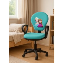 AatoliaRugs Anna ve Elsa Karlar Ülkesi Çocuk Çalışma Sandalyesi – Kız Çocuk Odası Ofis Koltuğu Döner Sandalye