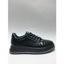 Marutti Hakiki Deri Bağcıklı Siyah Renk Hafif Rahat Sneaker Model Günlük Erkek Ayakkabı C-9867156MRT