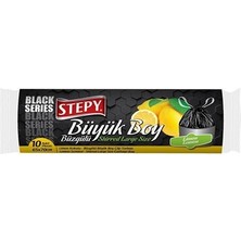 Stepy Siyah Büzgülü Çöp Torbası Büyük Boy Limon Kokulu 2 Adet