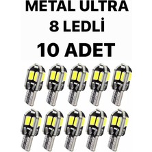 Özgürce 10 Adet T10 LED Metal Ultra W5W 8 LED Beyaz Park ve Tavan Plaka Ampülü