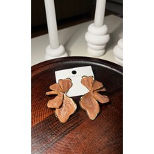 Les Séduisantes C.A. Mineli Gold Yelpaze Çiçek Büyük Altın Kaplama Küpe Vıp