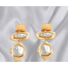 Inci Sallantılı Gold Renk Küpe