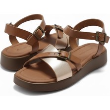 L&L Hakiki Deri  Platform Taban Kadın Sandalet