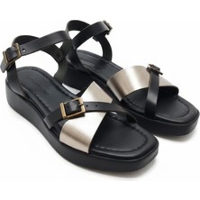 L&L Hakiki Deri  Platform Taban Kadın Sandalet