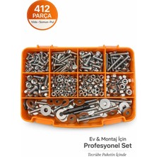 Civtex 412 Parça Dın 7985 Ysb Vida Seti – Vida Somun Pul Seti – Profesyonel Montaj Kutusu (Ph2 Bits Dahil)