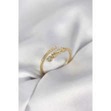 Solenya Gold Renk Zirkon Taşlı Minimal Kalp Model Kadın Yüzük