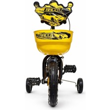 Genel Çocuk Bisikleti Denge Tekerlekli Sepetli Sarı Racer Model Yardımcı Tekerlekli Güvenli Çocuk Bisikleti Erkek Çocuk Pedallı Bisiklet