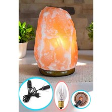 Sarego Himalaya Tuz Lambası Doğal Kristal Kaya Tuzu Gece Lambası Ortam Aydınlatma Dekoratif Abajur El Yapımı Ahşap Tabanlı Şık Tasarım Ev Ofis Yatak Odası Meditasyon Yoga Ortamı Sağlıklı Rahatlatıcı Işık