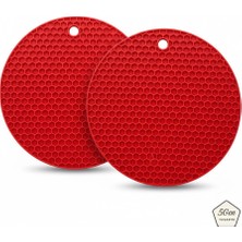 5Gen Tasarım 2'li Silikon Nihale & Kalburabastı Şekillendirici, Petek Desenli, Çaydanlık Altlığı (18CM)