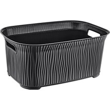 abnturk Ultra Lüks 26L Siyah Dalgalı Köşeli Sele Çok Amaçlı Çamaşır Sepeti Renkli Malzeme