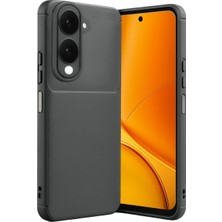 Wowacs Vivo Y04 Uyumlu Kılıf Karbon Tasarım Kamera Korumalı Silikon Telefon Kılıfı Kapak