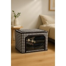 Handyol 3 Adet Siyah Kazayağı Desenli Çelik Destekli Katlanabilir Dolap Içi Organizer