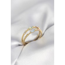 Solenya Gold Renk Karışık Renk Zirkon Taşlı Kadın Yüzük