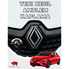 Clio 5 (2019-2024) Yeni Nesil Amblem Kaplama Sticker - Piano Black, Siyah & Gri