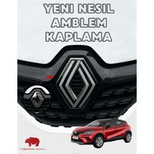 Captur (2019-2024) Yeni Nesil Amblem Kaplama Sticker - Piano Black, Siyah & Gri