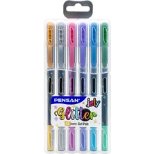 2 Adet  Pensan 6'lı Jelly Glitter Simli Jel Kalem