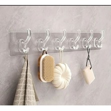 Lumindra 2 Li Kendinden Yapışkanlı Güçlü 6 Lı Şeffaf Askılık-Banyo-Mutfak-Kapı Arkası