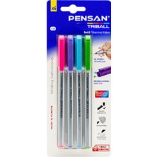 3 Adet  Pensan Triball Tükenmez Kalem Renkli 4'lü