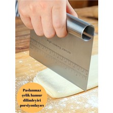 Lumindra Paslanmaz Lüks Çelik Hamur Kesme Porsiyonlayıcı Spatula Kek Pasta Şekillendirici Kazıyıcı