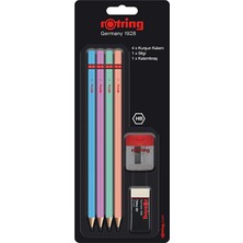 3 Adet  Rotring 4 Metalik Kurşun Kalem  + Silgi + Kalemtraş