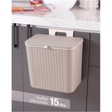 Lumindra 15 Lt Mutfak Tezgah Üstü ve Dolap Askılı Çöp Kovası Latte
