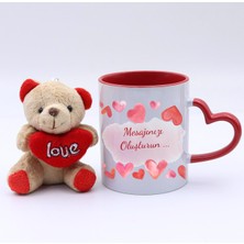 Kişiye Özel Mesajlı Kupa & Mini Love Ayıcık Hediye Seti