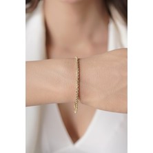 Fiyonk Kuyumculuk 14 Ayar Altın Işıltılı Burgu Halat Zincir Bileklik 2.50 mm