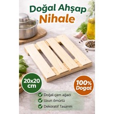 Taata Dizayn Lüks 1. Sınıf Ahşap Nihale 20X20 cm - Isıya Dayanıklı Çaydanlık ve Tencere Altlığı
