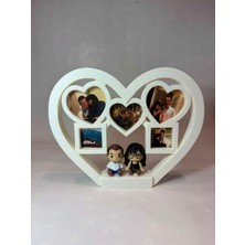 3D Baskı Kalp Tasarımlı Çoklu Fotograf Çerçevesi- Figürlü Dekoratif Masaüstü