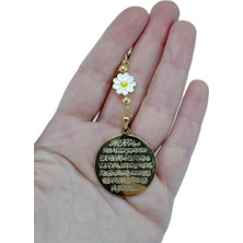 Özgürce Altın Kaplama Ayetel Kürsi Araba Dikiz Aynası Süsü Papatya Boncuklu