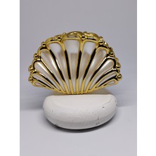 Tuel Deniz Kabuğu Tasarım Saç Tokası – Gold Metal Inci Detaylı Büyük Mandal Toka