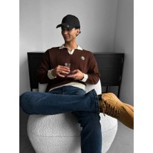 Elku Moda Premium Old Money Çizgili Polo Yaka Erkek Triko Kazak - Relaxed Fit Dokulu V Yaka Örgü Sweatshirt