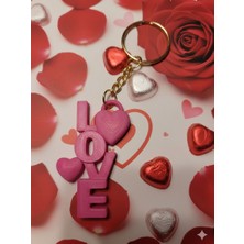 Love Yazılı Kalpli 3D Baskı Anahtarlık / Dekoratif Aksesuar