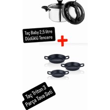 Taç Baby 2,5 L Düdüklü ve Taç Triton 3 Lü Tava Seti