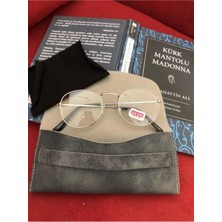 Bappir Raund Şefaf Gold Gözlük Unisex Deri Kılıf ve Silme Bezli