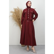 Püskül Detay Takım Bordo